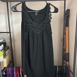 Black Women's Top with Lace Detail